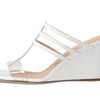 Stuart Weitzman Deco 85 Wedge Heels for Women - Slip on Style with Square Toe Construction, Chic and Gorgeous Wedge Heels White/Clear 7.5 B