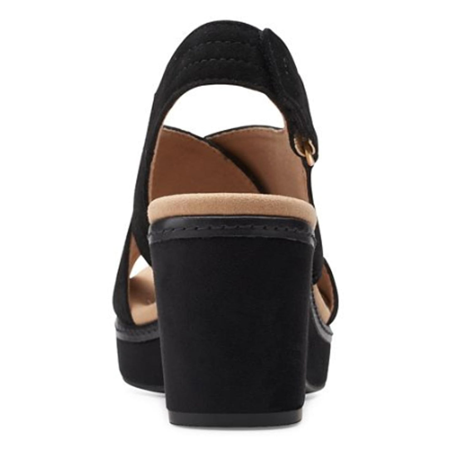 Clarks Women's Giselle CoveWedge Sandal, Black Suede, 6 UK