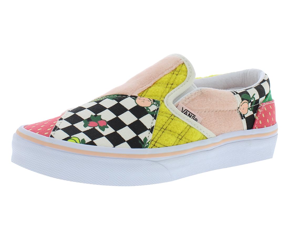 Vans - Kids Classic Slip-On Patchwork Shoes, Color Multi/True White, Size: 1 M US Little Kid