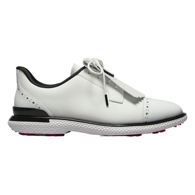 GFORE Women's Gallivan2r Brogue Cap Toe Golf Shoess, Snow/Onyx, 7 Medium