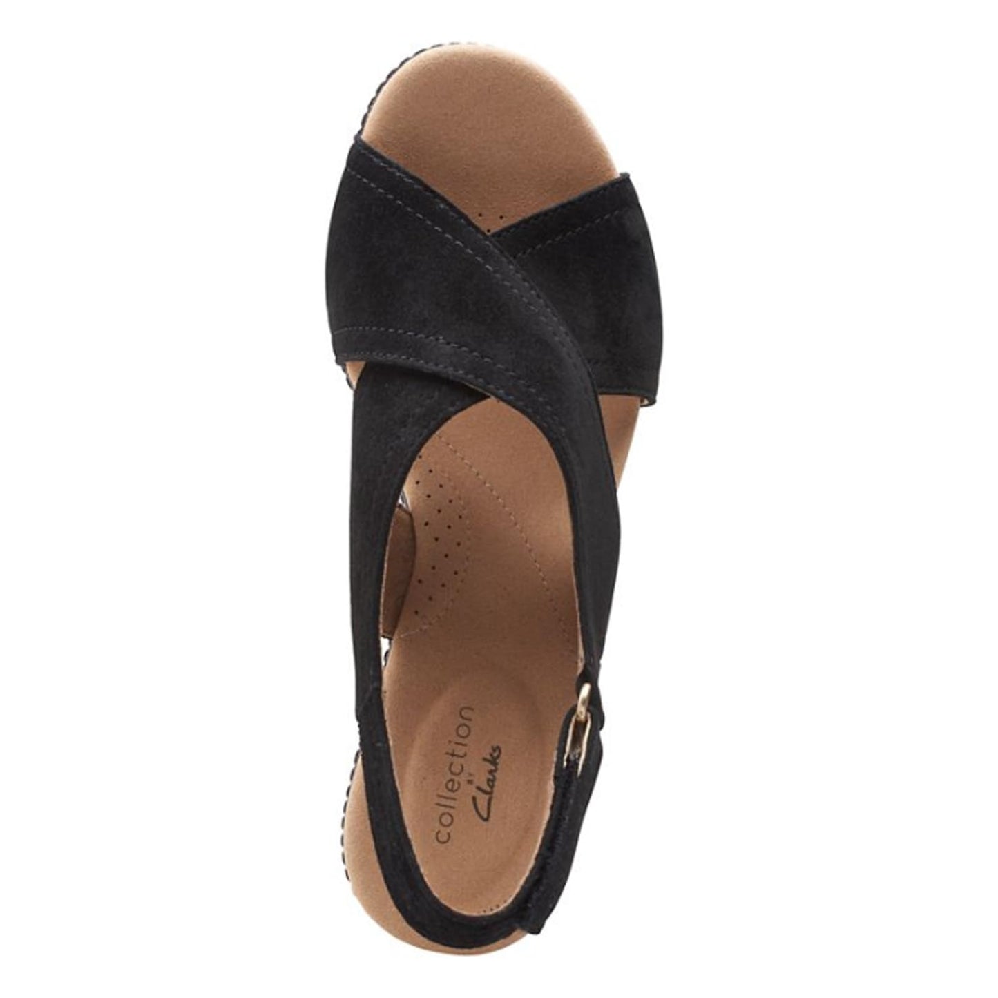 Clarks Women's Giselle CoveWedge Sandal, Black Suede, 6 UK