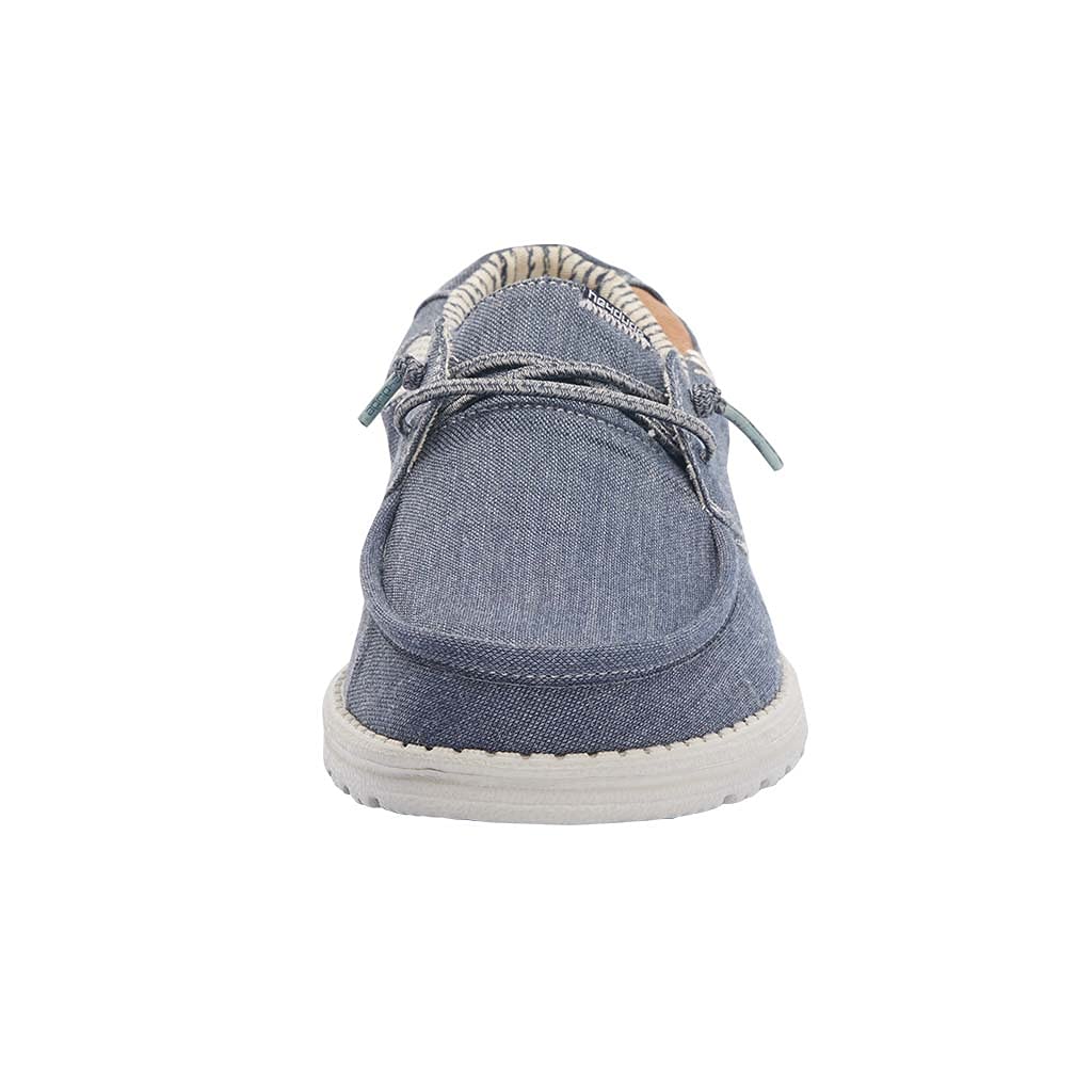 HEYDUDE Men's Welsh Chambray Sea Blue, Size 12 | Men’s Loafers | Men’s Slip On Shoes | Comfortable & Light-Weight