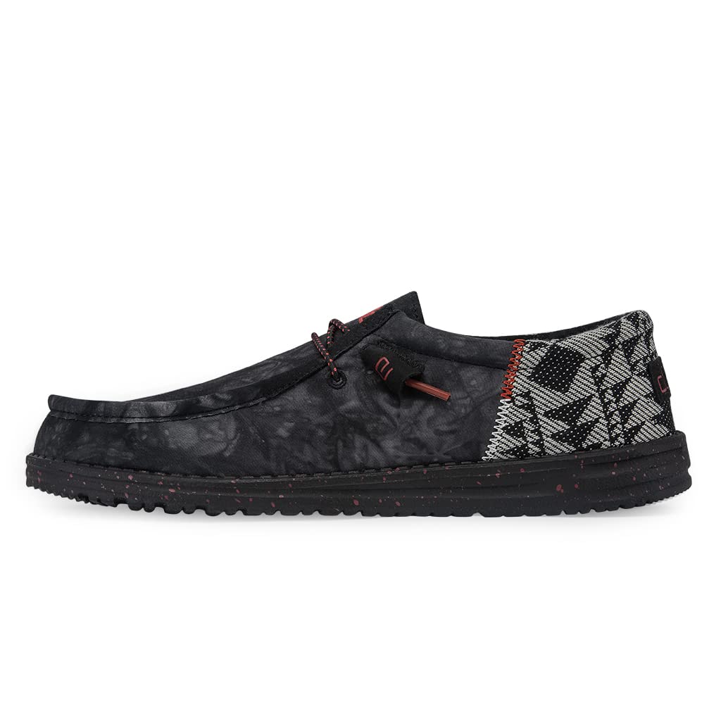 HEYDUDE Men's Wally Funk Back in Black Size 12 | Men’s Shoes | Men's Lace Up Loafers | Comfortable & Light-Weight