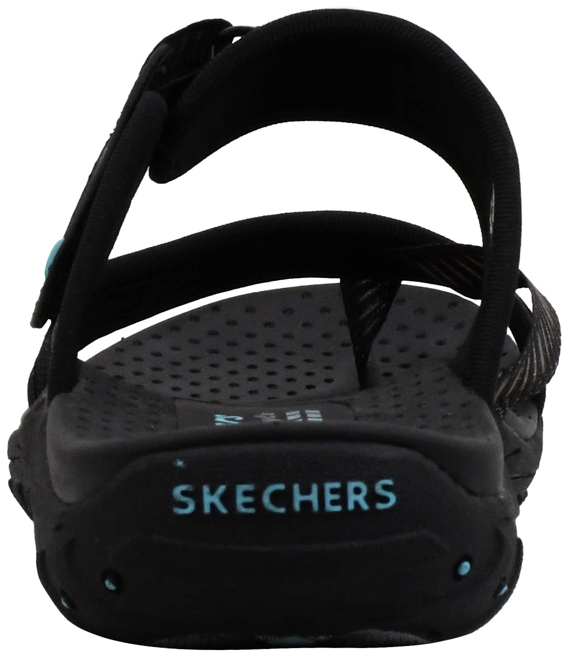 Skechers womens Reggae - Seize the Day - Toe Thong Sandal, Black/Aqua, 7 M US