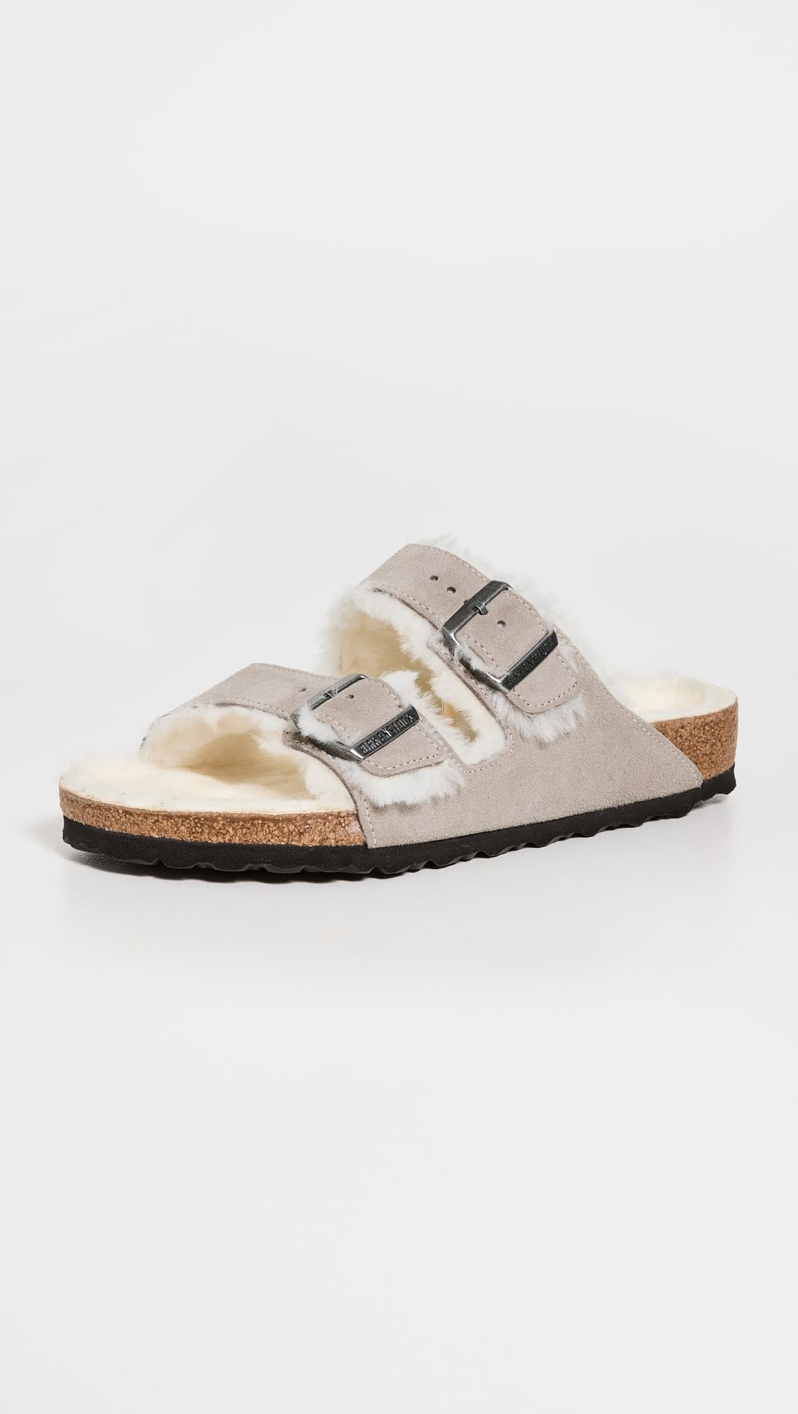 Birkenstock Men's Arizona Shearling Sandals, Stone Coin/Natural, 12 Medium US