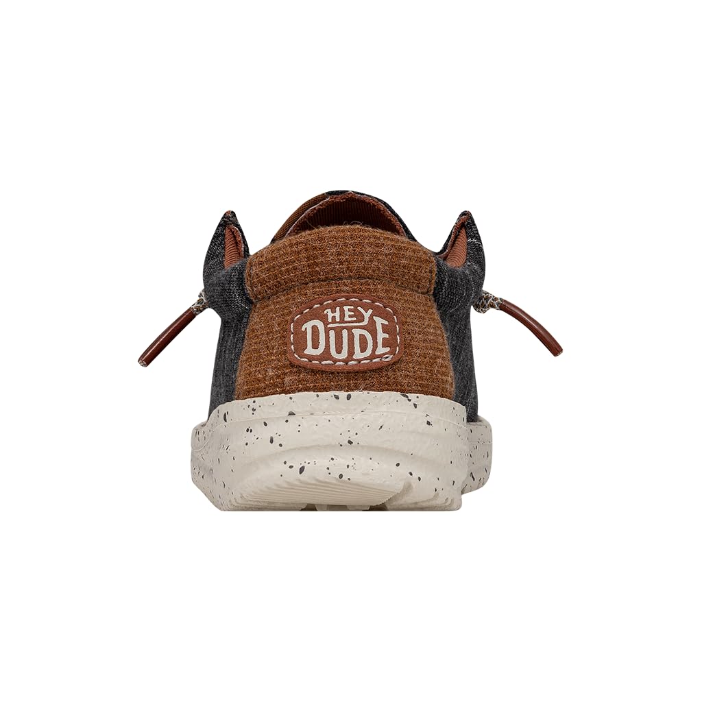 HEYDUDE Boy's Wally Youth Jersey Charcoal Size 6 | Youth Shoes | Youth Slip-on Loafers | Comfortable & Light-Weight