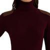 Lauren Ralph Lauren Womens Faux Leather-Trim Ribbed Turtleneck, Pinot Noir, Small