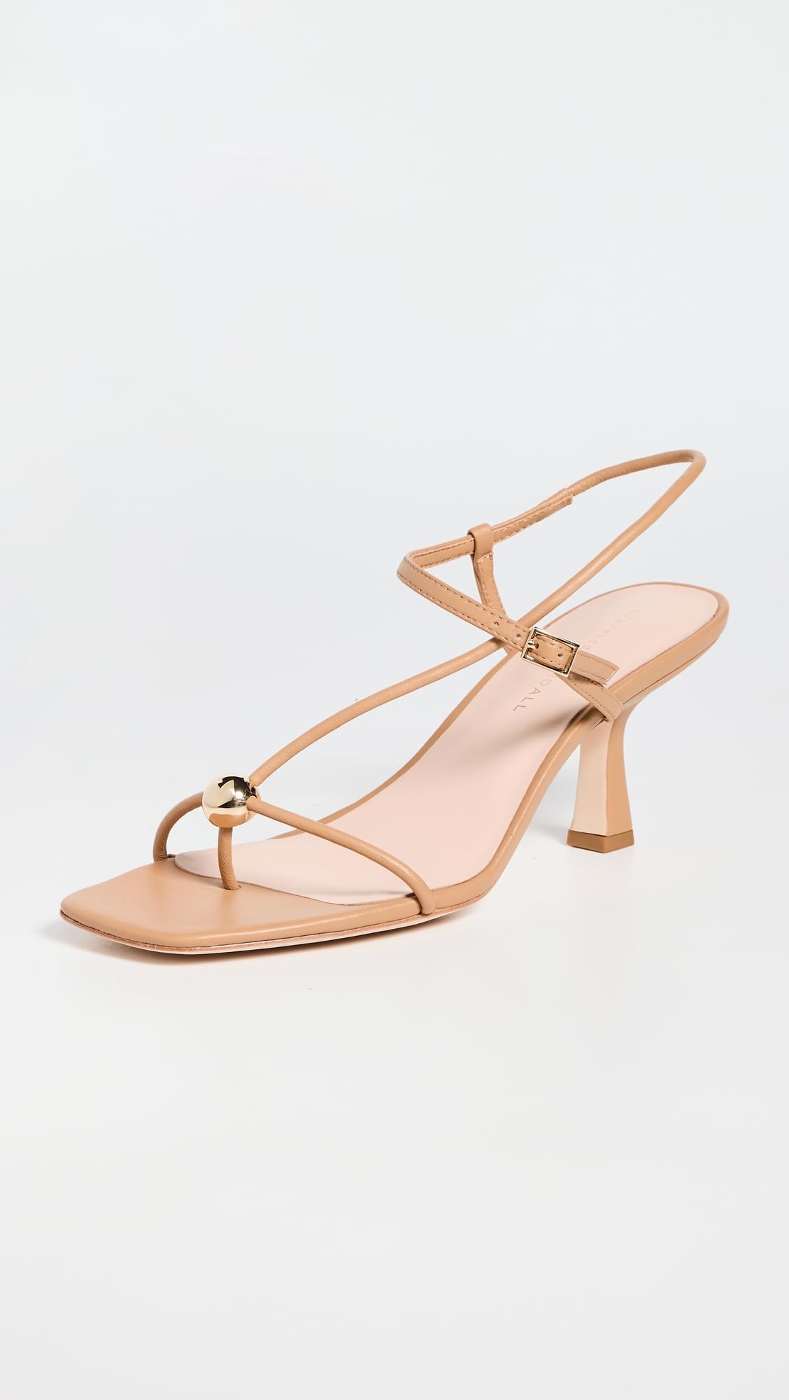 Loeffler Randall Women's Triana Strappy Mid Heel Sandals with Ball, Dune, 6 Medium US