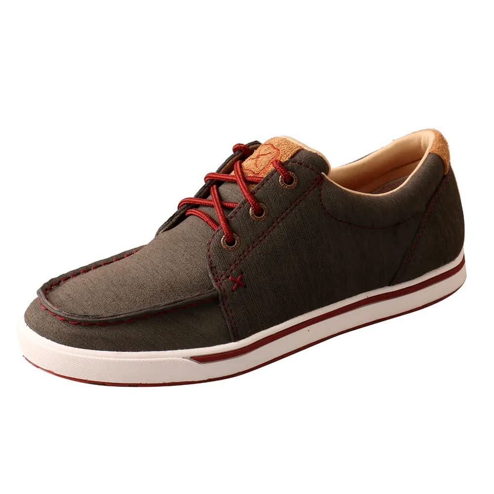 Twisted X Women's Kicks, Moc Toe, Dark Grey & Barn Red, 9 M