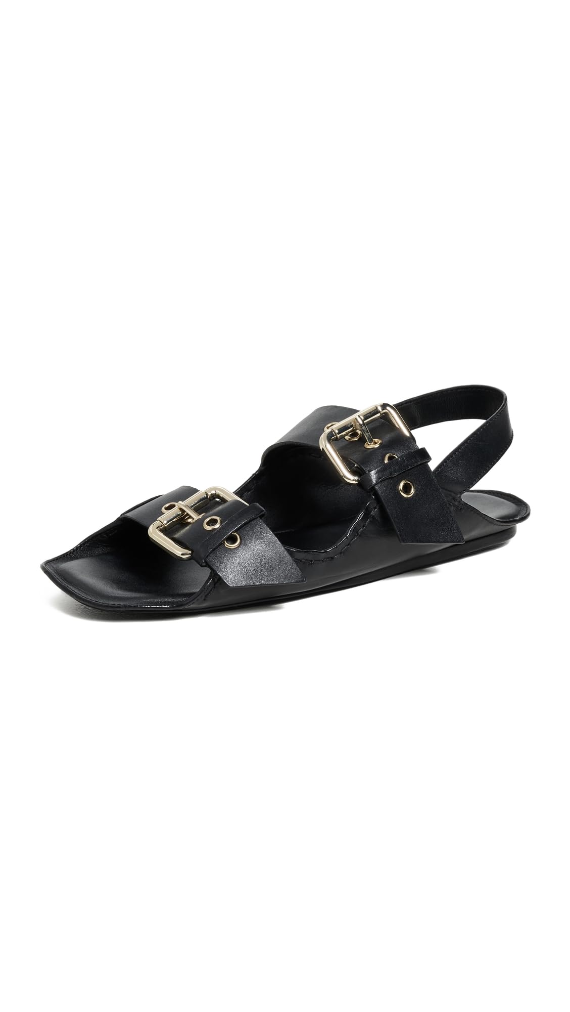 Free People Women's Blossom Buckle Sandals, Black, 9.5 Medium US