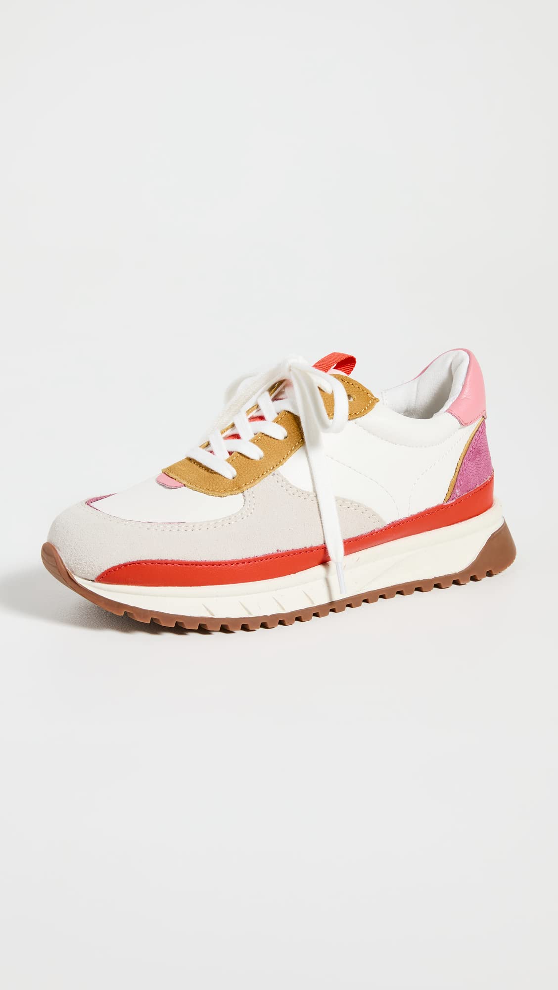 Madewell Women's Kickoff Trainer Sneakers in Bright Colorblock Leather, Primrose Multi, 9 Medium US