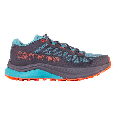 La Sportiva Womens Karacal Trail Running Shoe, Carbon/Lagoon, 8.5