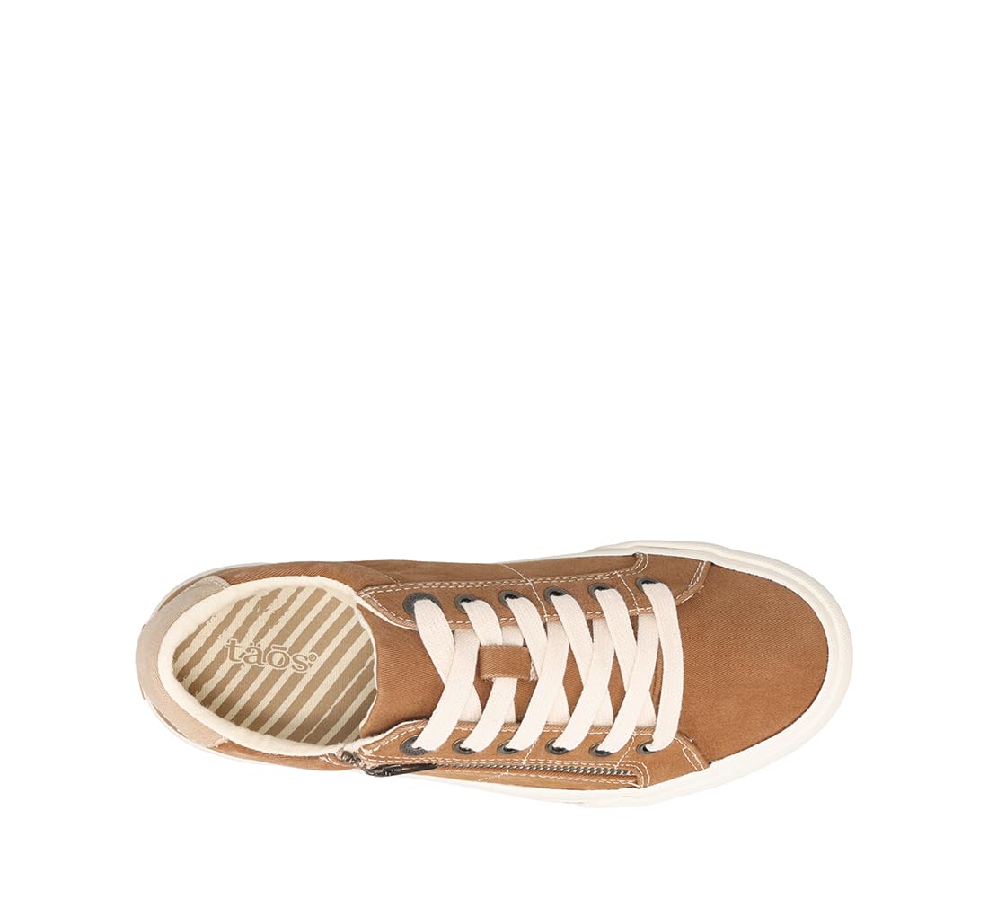 Taos Z Soul Women's Sneaker - Stylish Platform Sneaker with Removable Footbed, Arch Support, Premium Cushioning, Lace-Up Adjustability, and Easy Access Zipper Golden Tan/Tan Distressed 6 (M) US