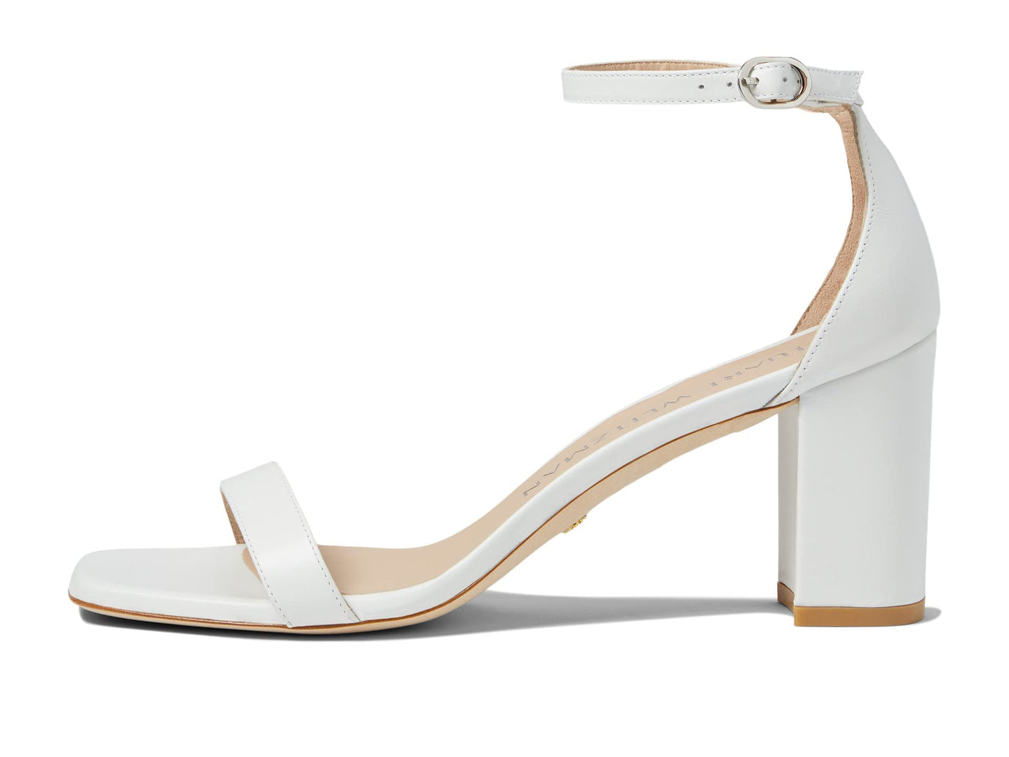 Stuart Weitzman Nudistcurve 75 Block Sandal White 8 B