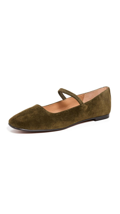 Madewell Women's Greta Suede Ballet Flats, Shaded Olive, 6 Medium US