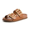 SCHUTZ Women's Enola Slides, New Wood, Brown, 8 Medium US