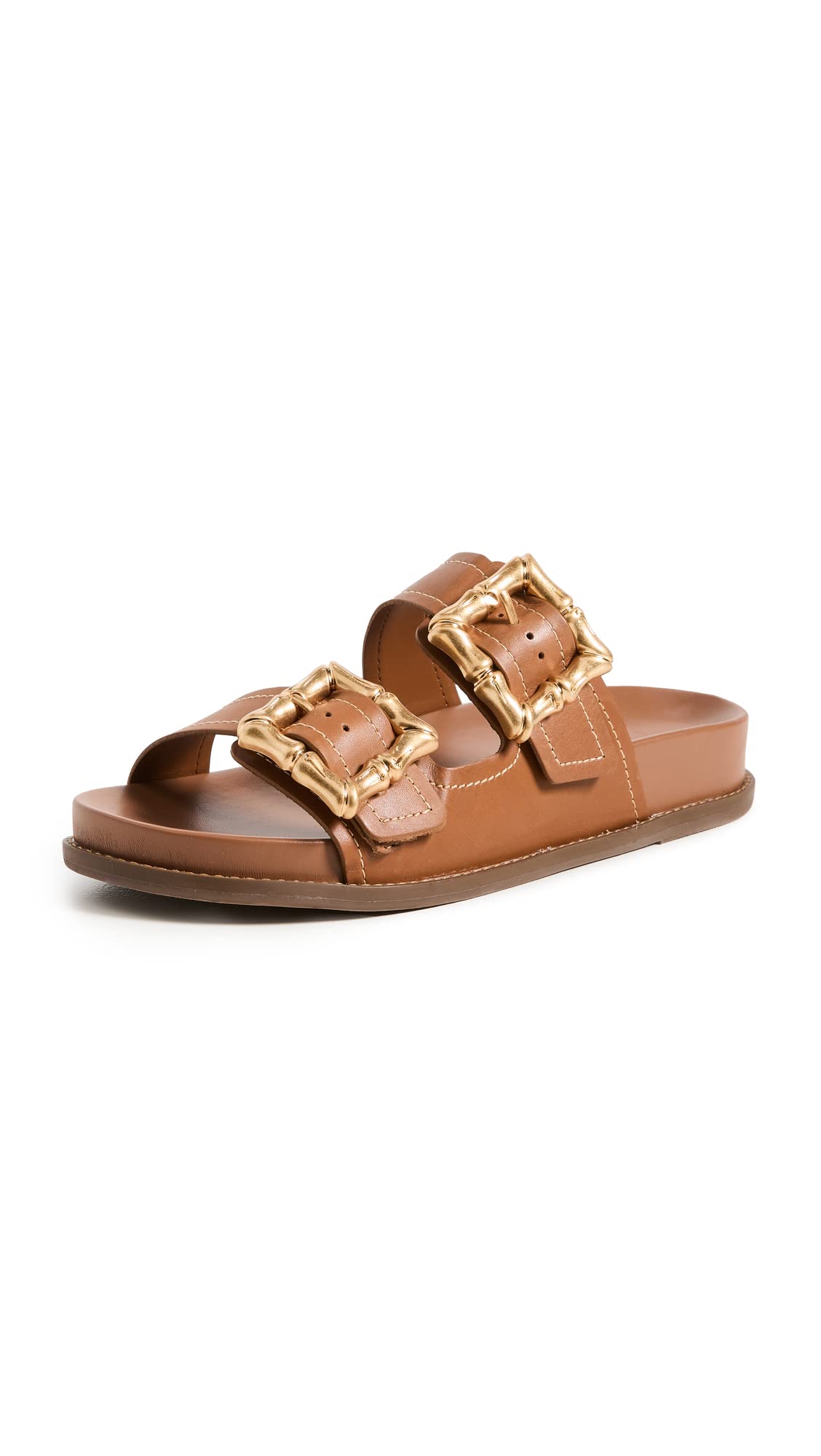 SCHUTZ Women's Enola Slides, New Wood, Brown, 8 Medium US