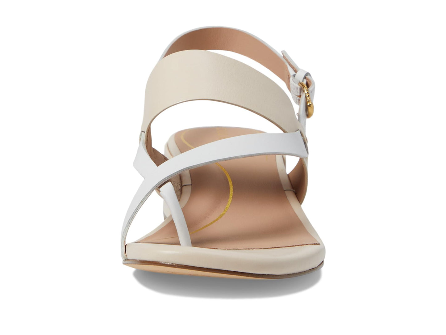 Cole Haan Womens Anica Lux Block Heel, Sandollar/White Leather, 6.5-B US