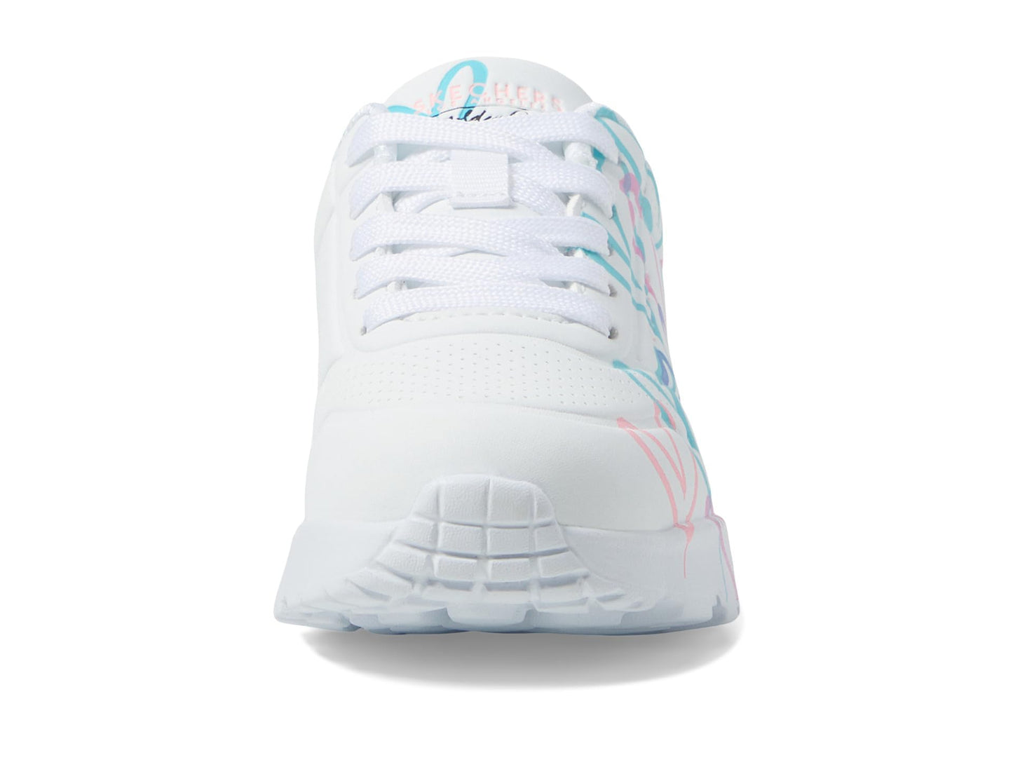 Skechers Kids Girls Uno Lite-Spread The Love Sneaker, White/Purple/Turquoise, 4.5, Big Kid