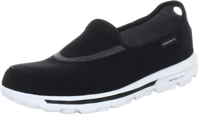 Skechers Women's Go Walk Original Slip-On Walking Shoes, Black/White, 8 W US