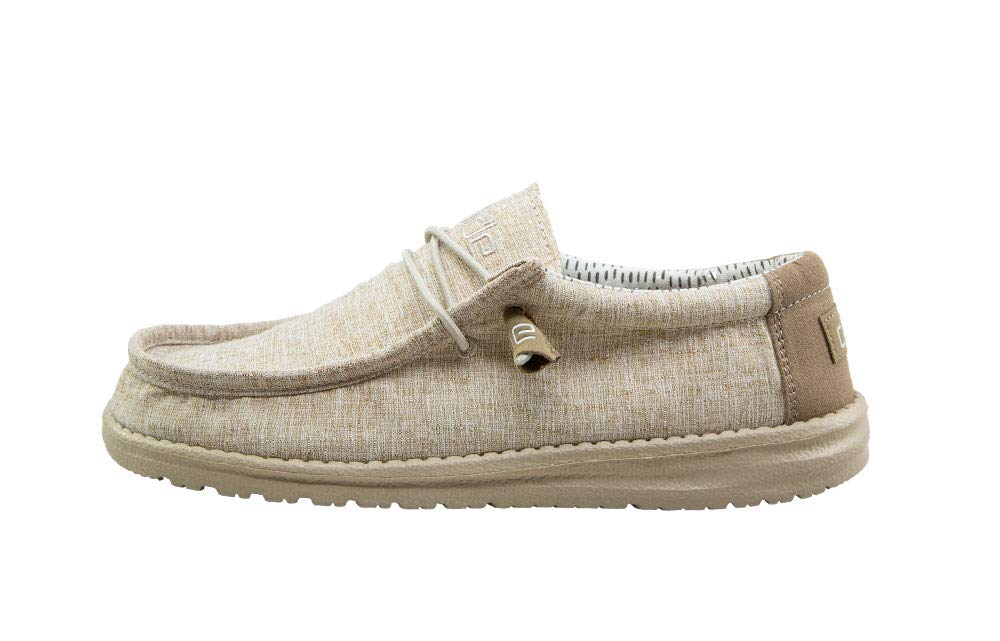 Hey Dude Men’s Wally Chambray Nut Size 11 | Men’s Shoes | Men's Lace Up Loafers | Comfortable & Light-Weight