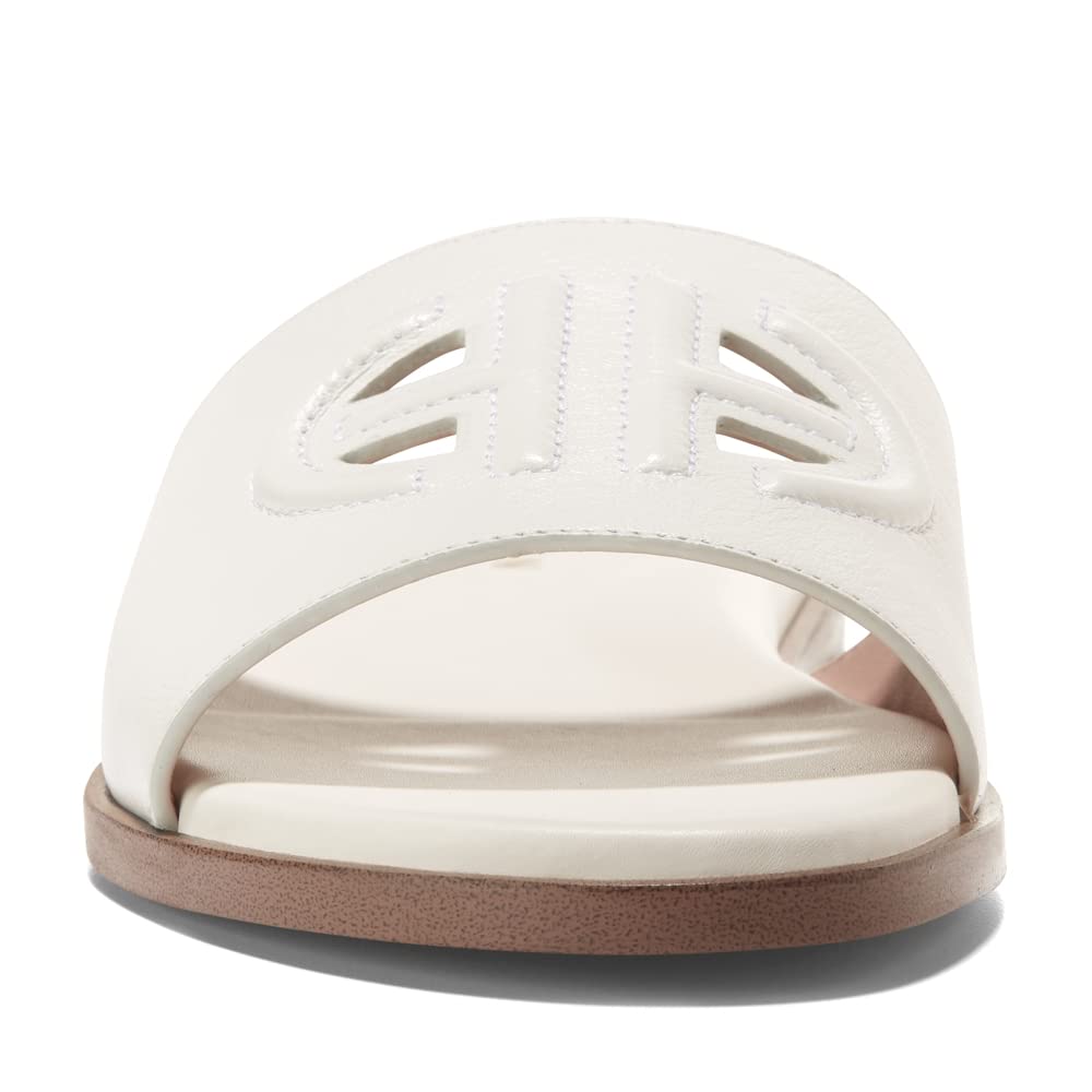 Cole Haan Women's Flynn Logo Slide Sandal Flat, EGRET Leather, 8