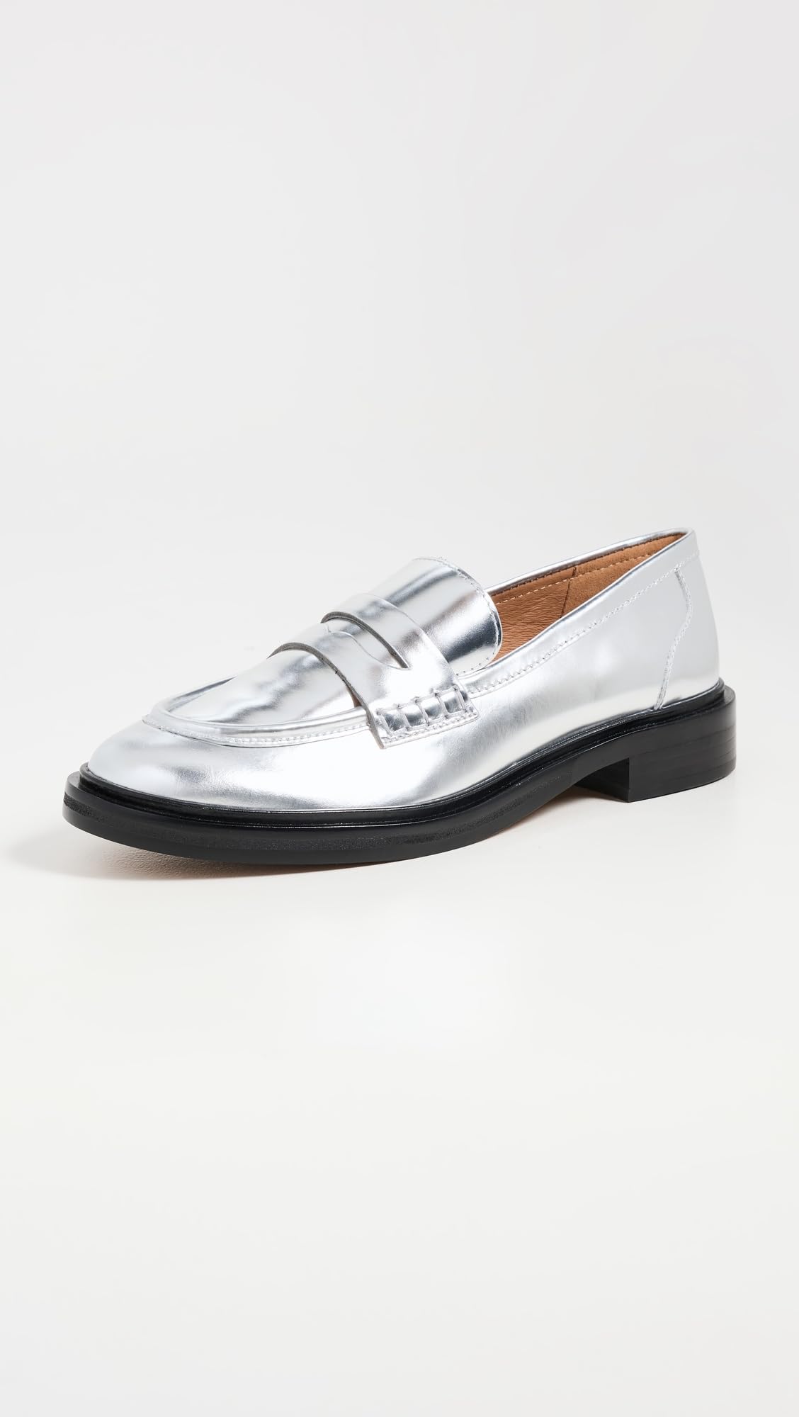 Madewell Women's The Vernon Loafer in Specchio Leather, Silver Speccio, 11 Medium US