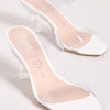 Stuart Weitzman Kristal Clear Sandal for Women - Synthetic Upper, Leather lining, sole, and insole Stylish Dress Shoes - Clear/White 5 B
