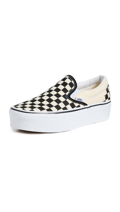 Vans UA Classic Slip-On Stackform Sneakers, CheckerboardBlack/White, 6 US Women/4.5 US Men