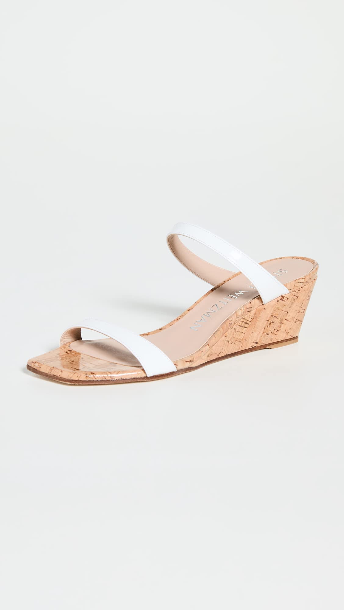 Stuart Weitzman Womens Aleena 50 Wedge White 7.5 M