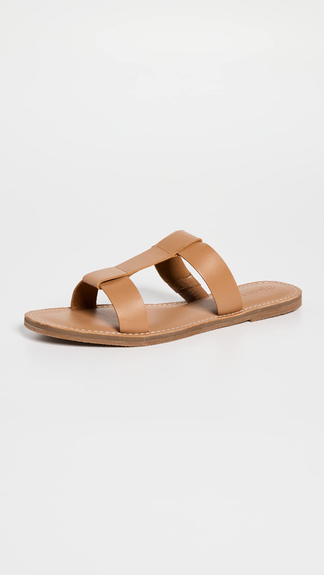 Madewell Women's Boardwalk Rhea T Strap Slides, Desert Camel, Tan, 9 Medium US