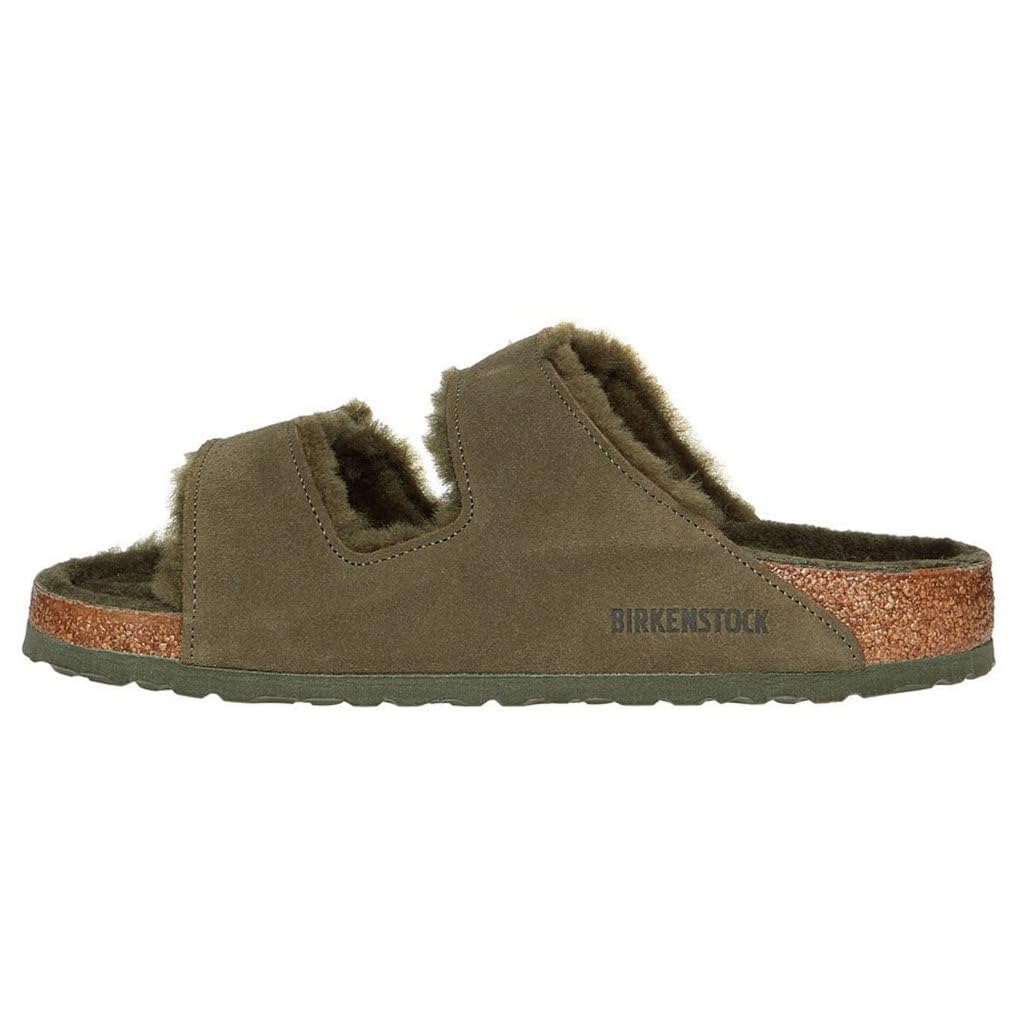 Birkenstock Unisex Arizona Shearling Suede Leather Thyme Sandals 4.5 UK, Thyme, 7.5 us