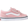 Vans Baby Girl's Old Skool V (Infant/Toddler) Powder Pink/True White 4.5 Toddler M