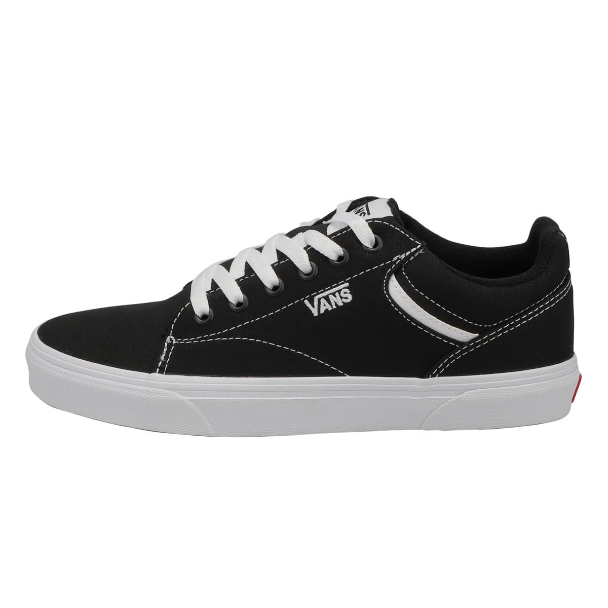 Vans Women's Seldan Shoe, Black Canvas Black White, 8 M US