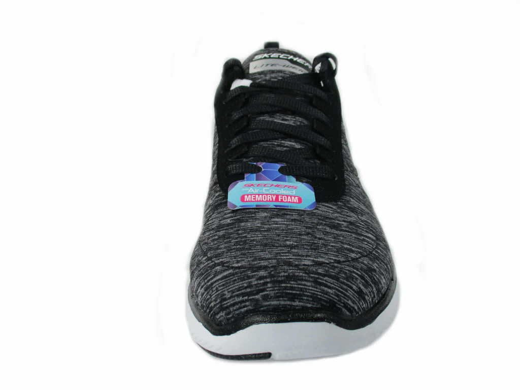 Skechers womens Flex Appeal 2.0 Sneaker, Black/White, 10 US