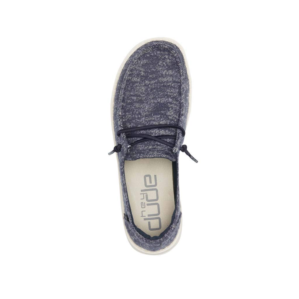 HEYDUDE Women's Wendy Stretch Folkstone Blue Size 7 | Women’s Shoes | Women’s Lace Up Loafers | Comfortable & Light-Weight