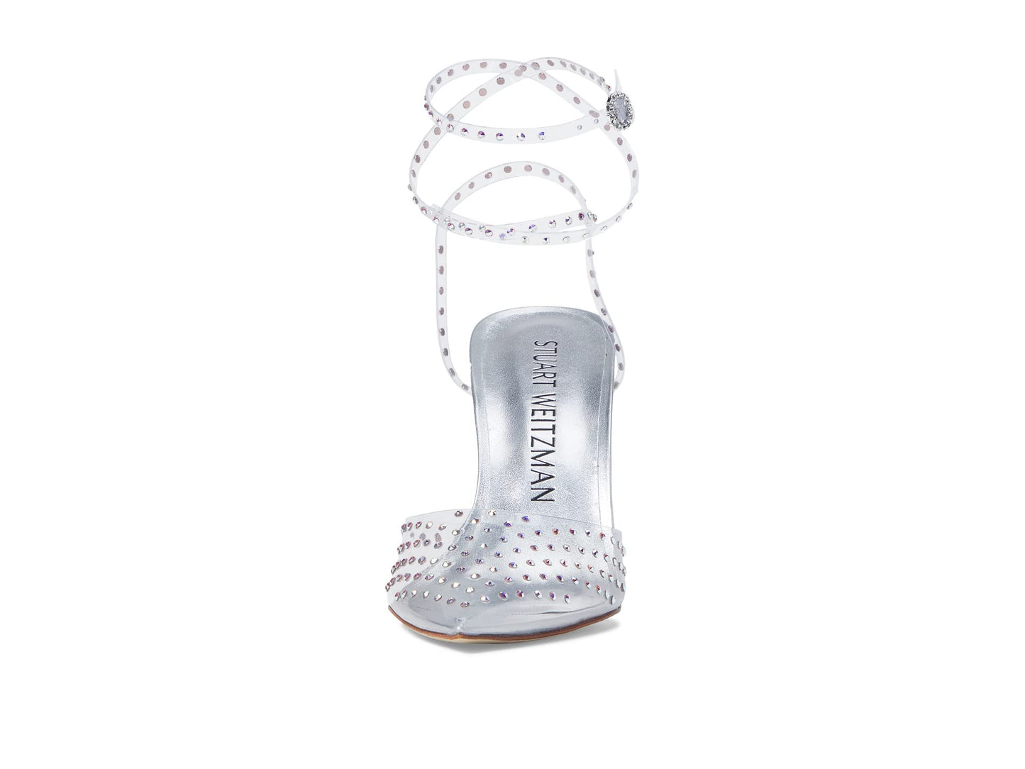 Stuart Weitzman Glam Xcurve 110 Wrap Pump Clear/Silver/Clear Aurora 5 B