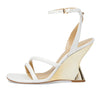 Michael Michael Kors Nadina Wedges for Women - Leather Upper - Synthetic Lining - Padded Synthetic Footbed Optic White 8 M