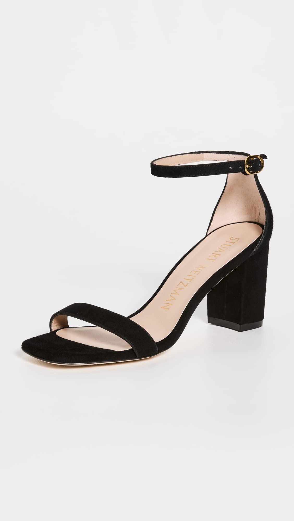 Stuart Weitzman Women's 75mm Nudist Curve Block Sandals, Black, 6 Medium US