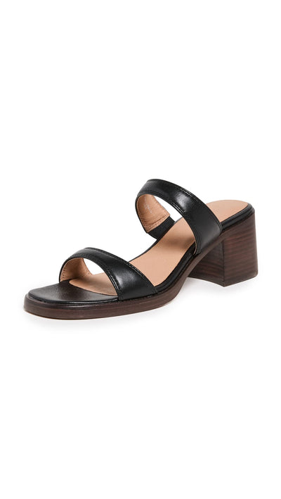 Madewell Women's Ora Double Strap Sandals, True Black, 7.5 Medium US