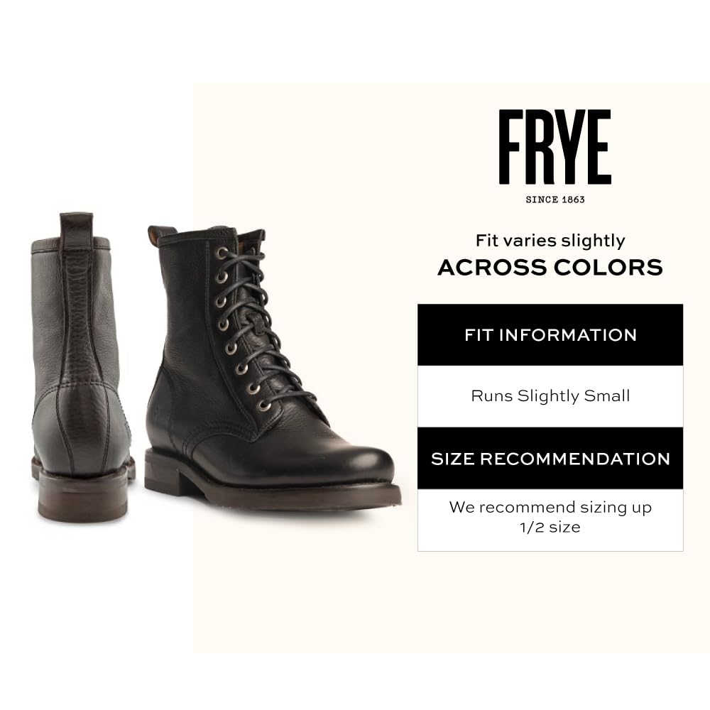 Frye Veronica Women’s Combat Boots Crafted from Hand-Burnished Vintage Italian Leather with genuine stitch-down welt construction and Leather Lining – 6 ¾” Shaft Height, Caramel - 11 M