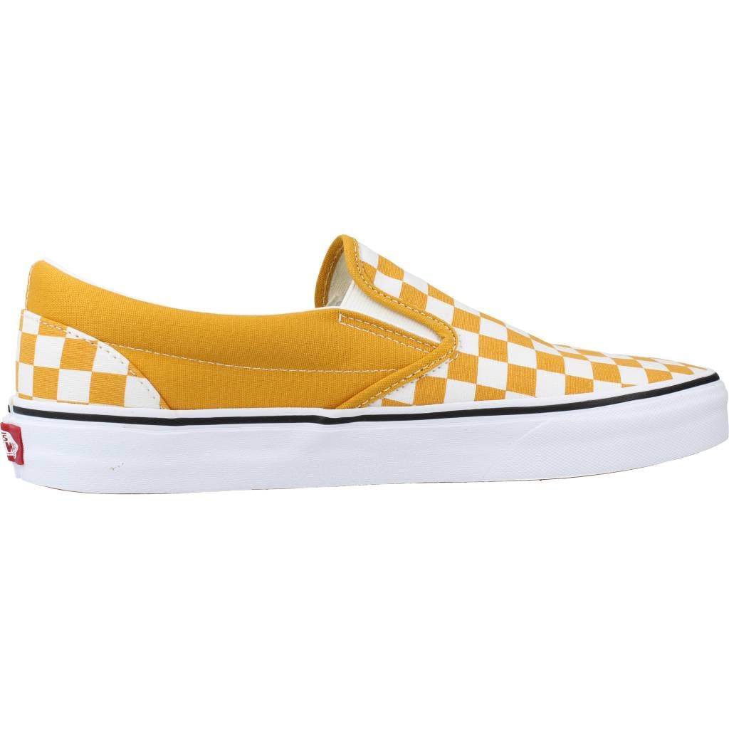 Vans Men's Classic Slip On, (Color Theory) Checkerboard/Golden Yellow, Size 6