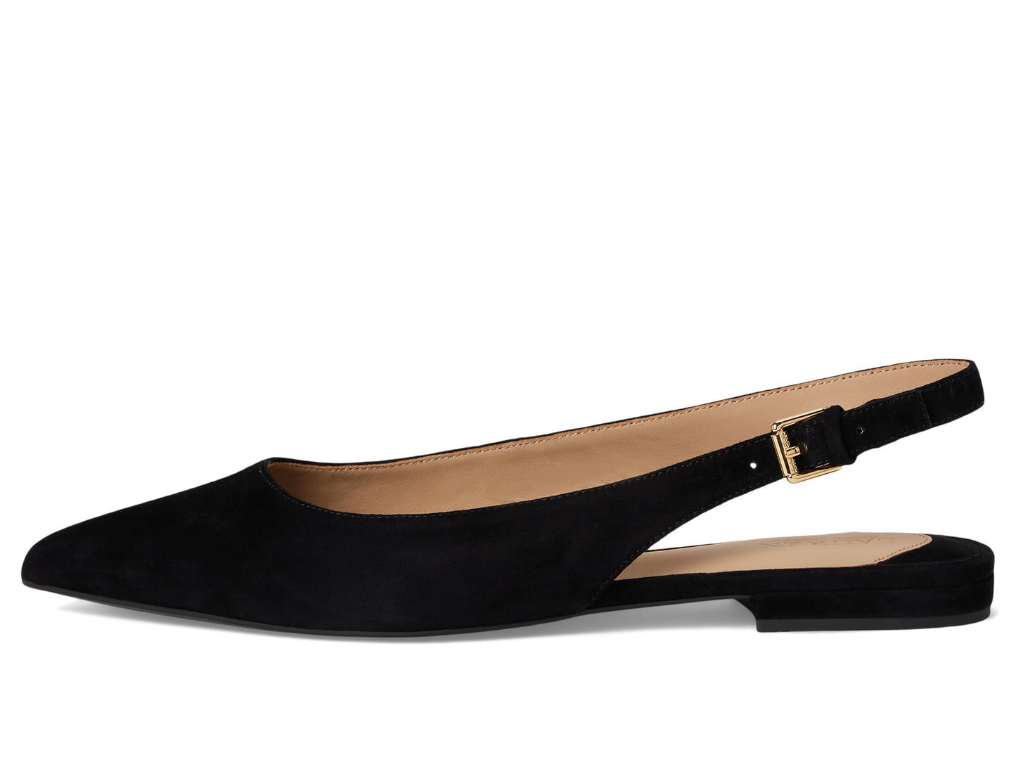 Lauren Ralph Lauren, Women, Londyn Suede Slingback Flat, Black, 7.5, Medium