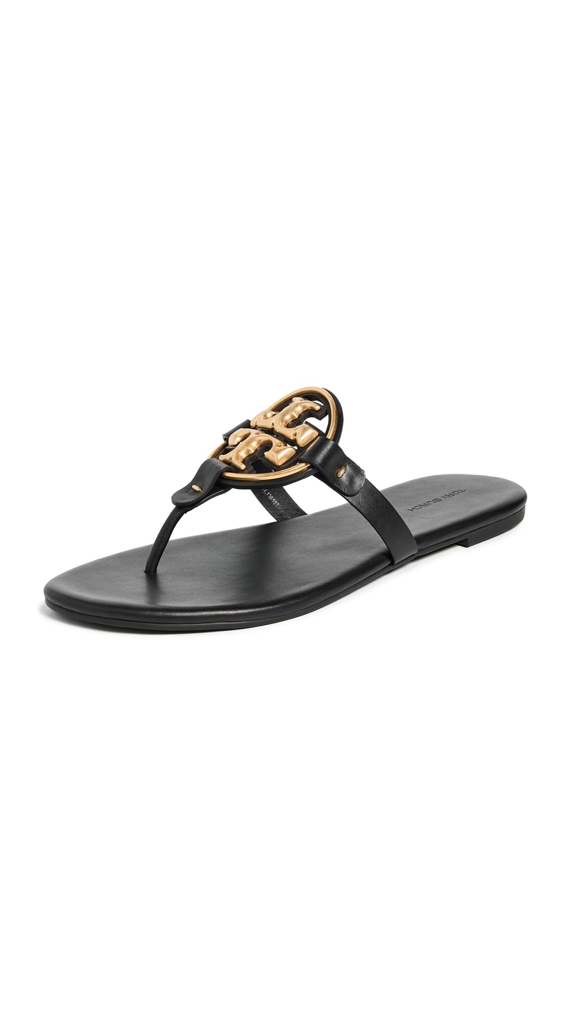 Tory Burch Women's Metal Miller Soft Sandals, Perfect Black/Gold, 7 Medium US