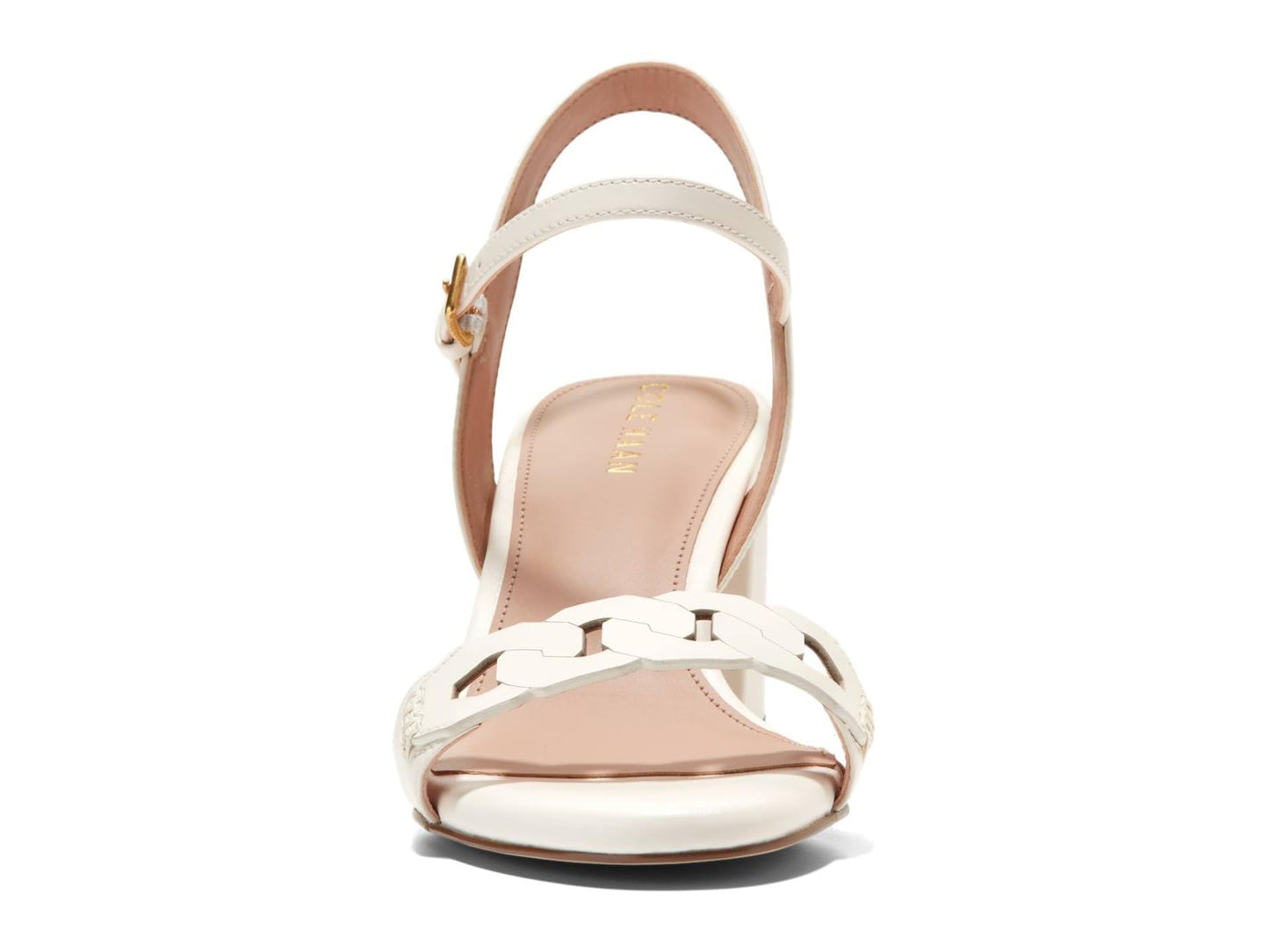 Cole Haan Women's Chain Heeled Sandal, Soft Gold Leather, 10