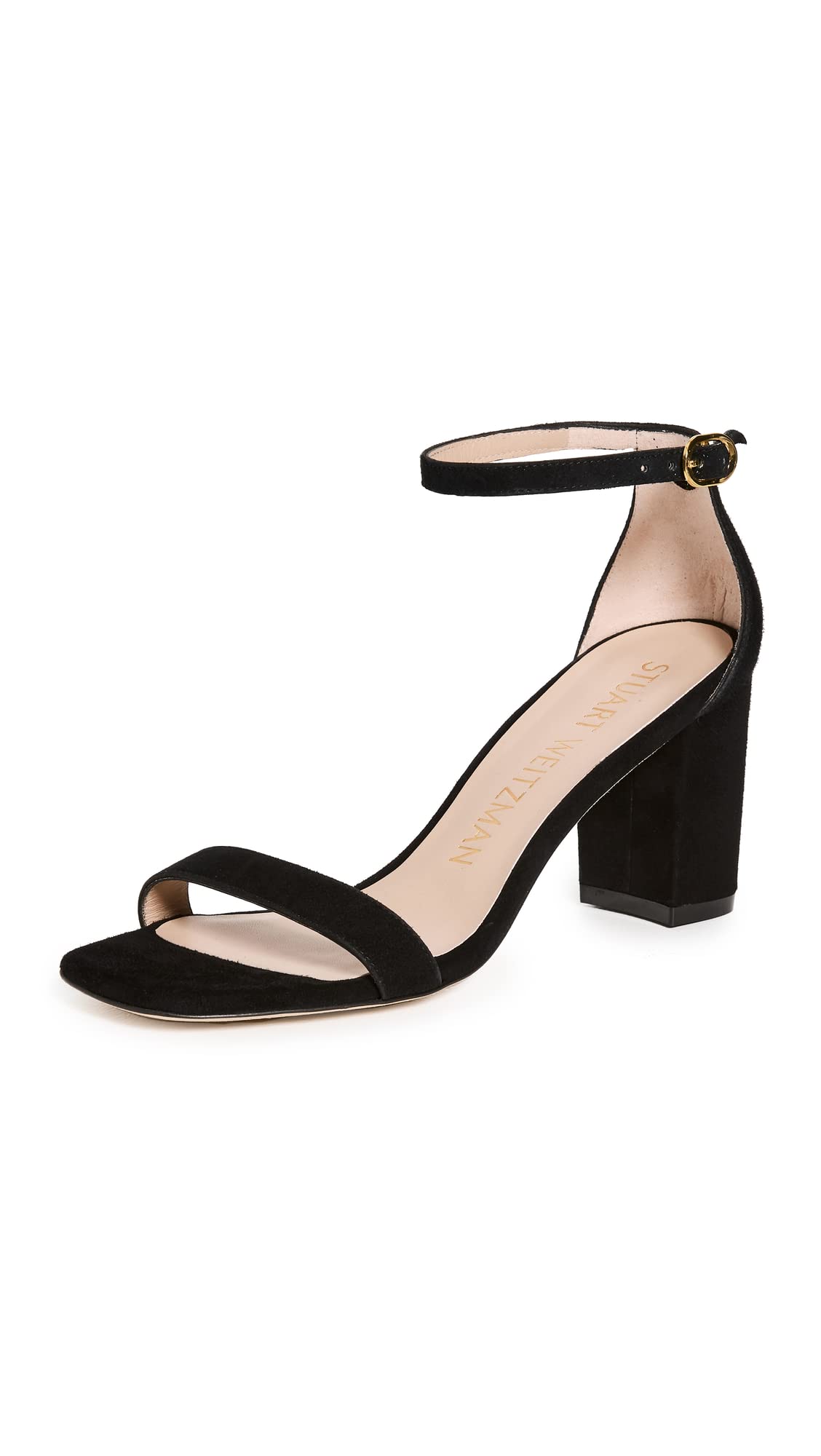 Stuart Weitzman Women's 75mm Nudist Curve Block Sandals, Black, 6 Medium US