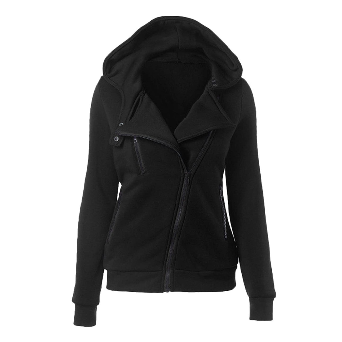 BANAAO Women's Thermal Long Hoodie Zip Up Jacket - Casual Solid Hooded Warm Winter Long Hoodie Coat Pullover Jackets