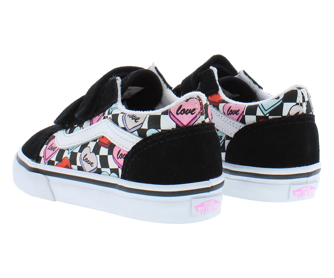 Vans Toddler Old Skool V, (Candy Hearts) Black/True White, Size 4 Toddler