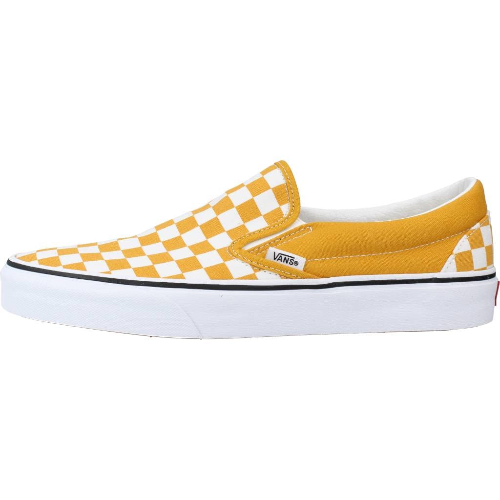 Vans Men's Classic Slip On, (Color Theory) Checkerboard/Golden Yellow, Size 6