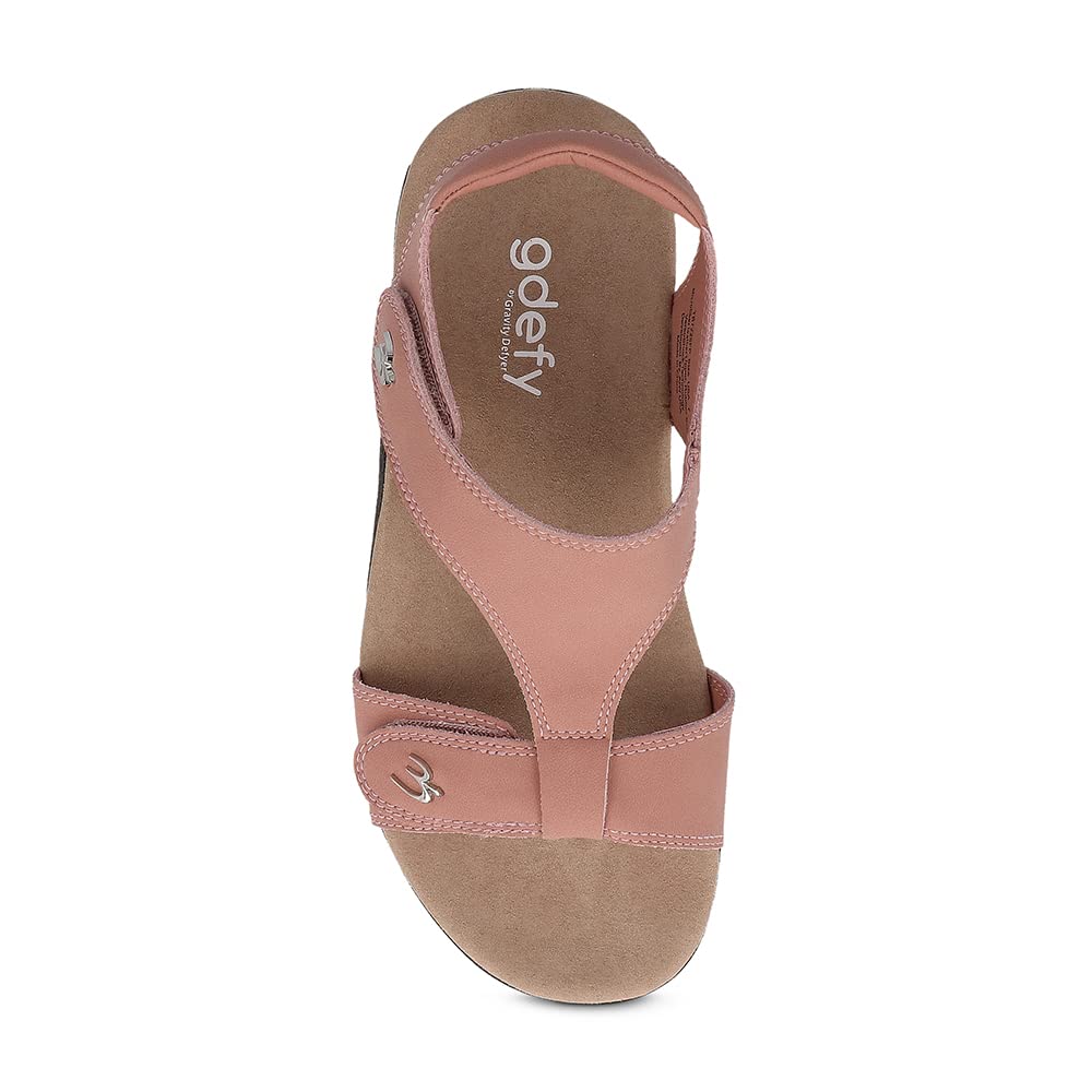 Gravity Defyer Women's GDEFY Dyvor Leather Fashion Slides 8M - VersoShock Orthotic Recovery Outdoor Sandals,Pink